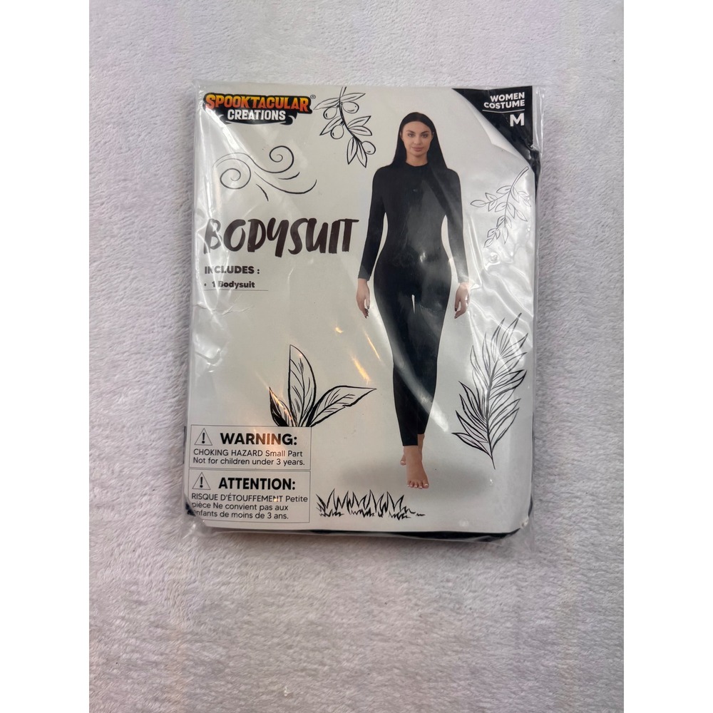 Spooktacular Creations Womens Black High Neck Bodysuit Costume Medium NIP